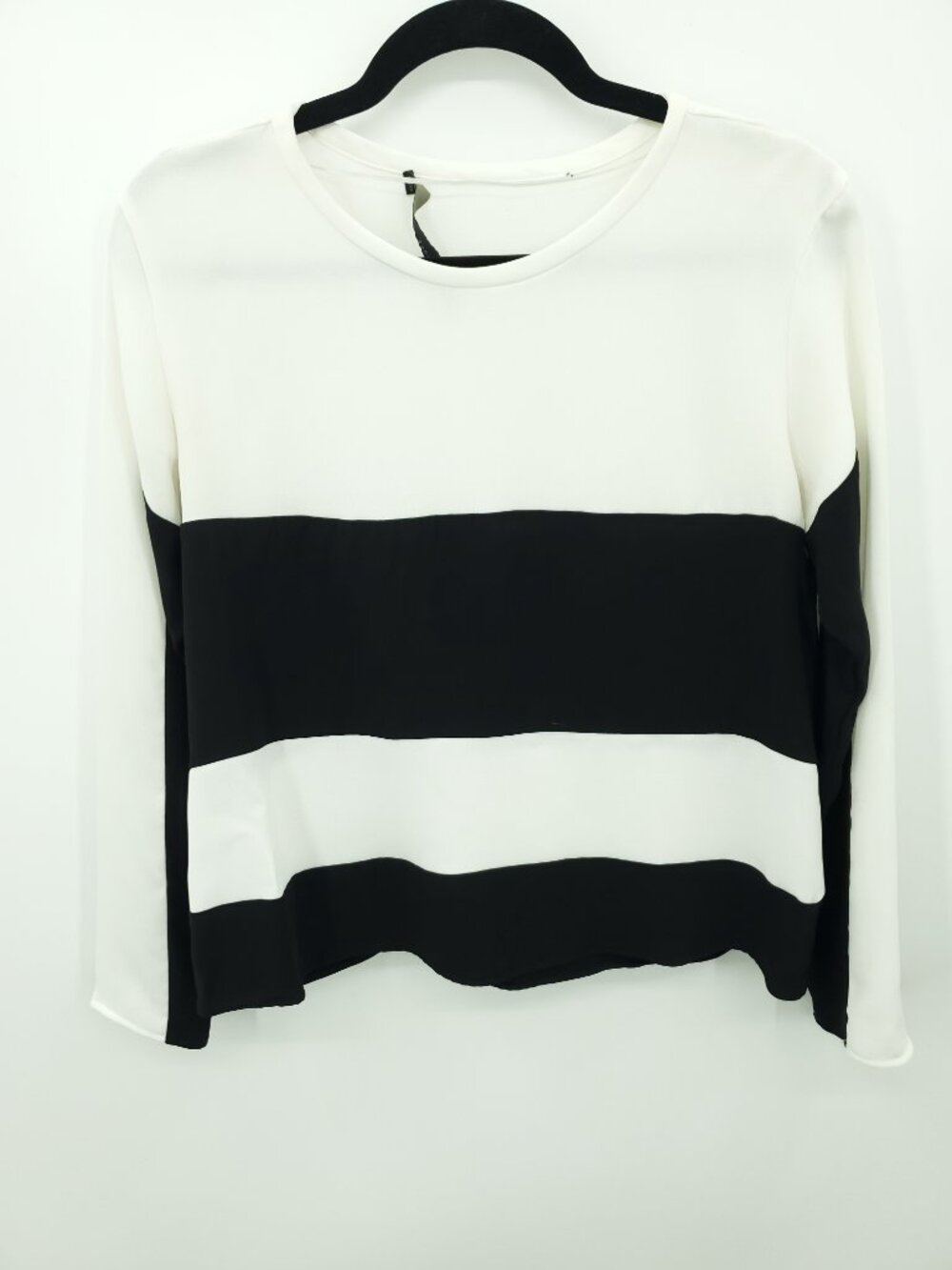 Zara Woman Studio Black and White Colorblock Long Sleeve Top Size M